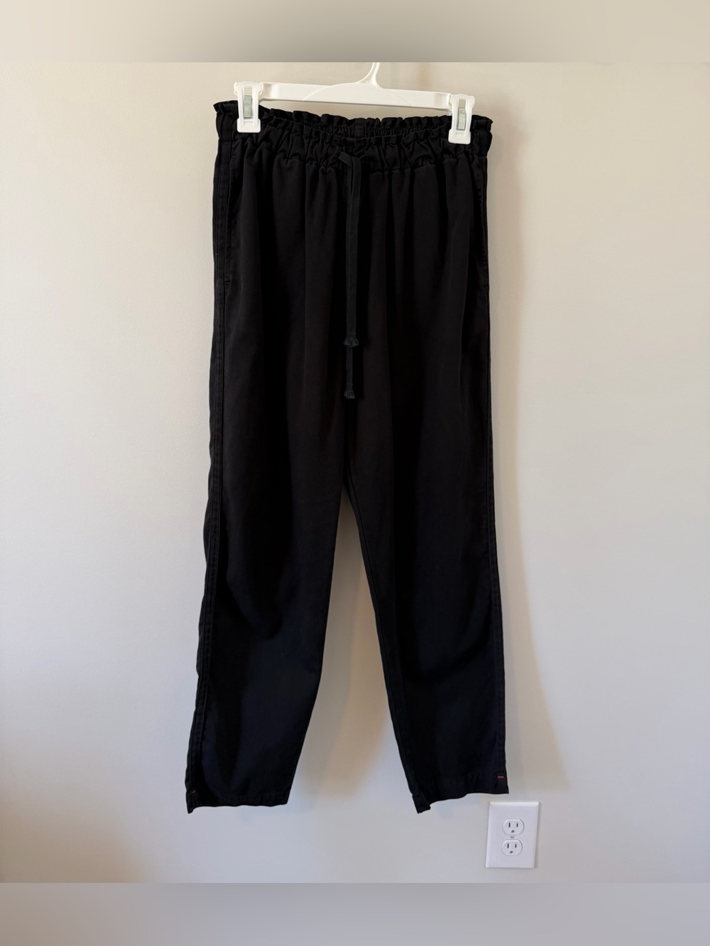 Xirena Rex Twill Drawstring Elastic Pull On Crop Ankle Pants Black Size Medium